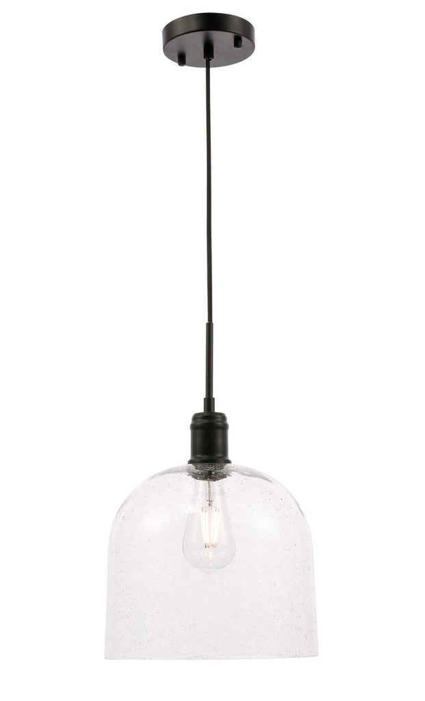 ZC121-LD6213BK - Living District: Gabe 1 light Black and Clear seeded glass pendant