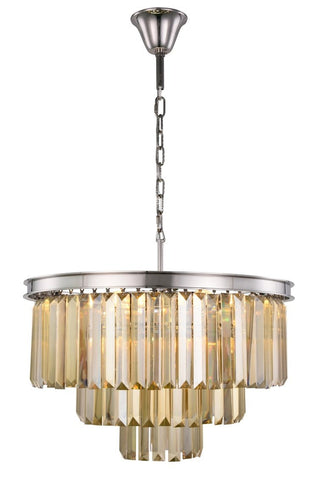 ZC121-1231D26PN-GT/RC - Urban Classic: Sydney 9 light Polished nickel Chandelier Golden Teak (Smoky) Royal Cut Crystal