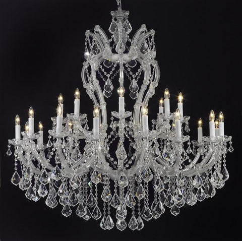 New Crystal Chandelier Lighting - 25 Lights - H44" X W46" Ceiling Fixture Pendant Lamp Chandeliers Silver Maria Foyer - G83-2007/24+1 SILVER