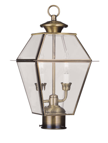 Livex Westover 2 Light AB Outdoor Post Lantern - C185-2284-01