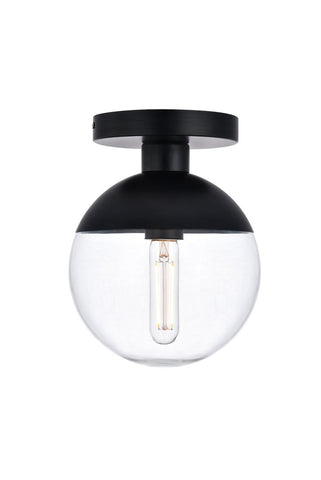 ZC121-LD6051BK - Living District: Eclipse 1 Light Black Flush Mount With Clear Glass