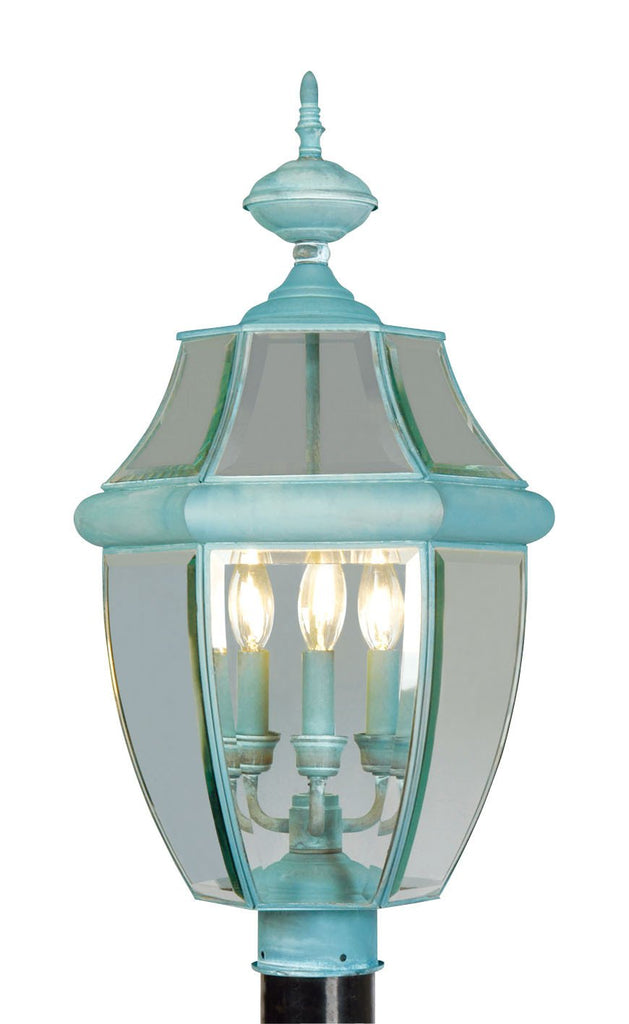 Livex Monterey 3 Light Verdigris Outdoor Post Lantern - C185-2354-06