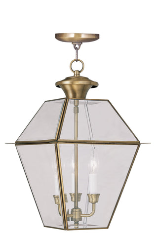 Livex Westover 3 Light AB Outdoor Chain Lantern  - C185-2385-01