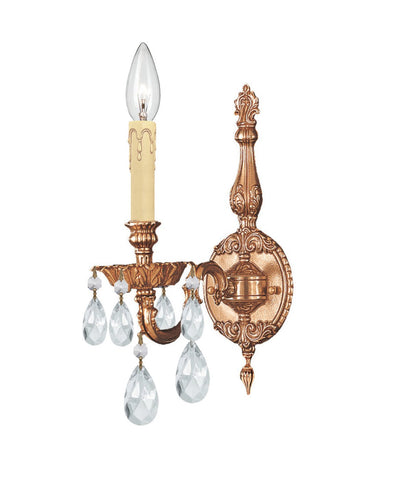 1 Light Olde Brass Traditional Sconce Draped In Clear Hand Cut Crystal - C193-2501-OB-CL-MWP