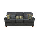 Set of 3 - Colton Rolled Arm Upholstered Sofa + Loveseat + Chair Smokey Grey - D300-10028