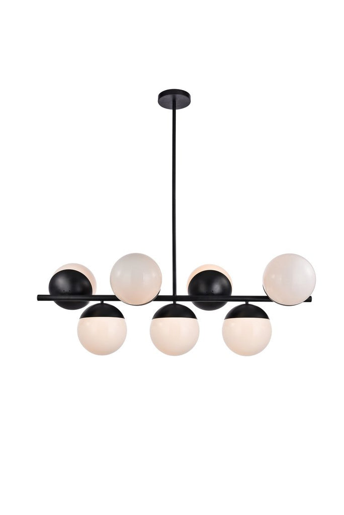 ZC121-LD6134BK - Living District: Eclipse 7 Lights Black Pendant With Frosted White Glass