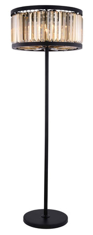 ZC121-1233FL25MB-GT/RC - Urban Classic: Chelsea 6 light Matte Black Floor Lamp Golden Teak (Smoky) Royal Cut Crystal