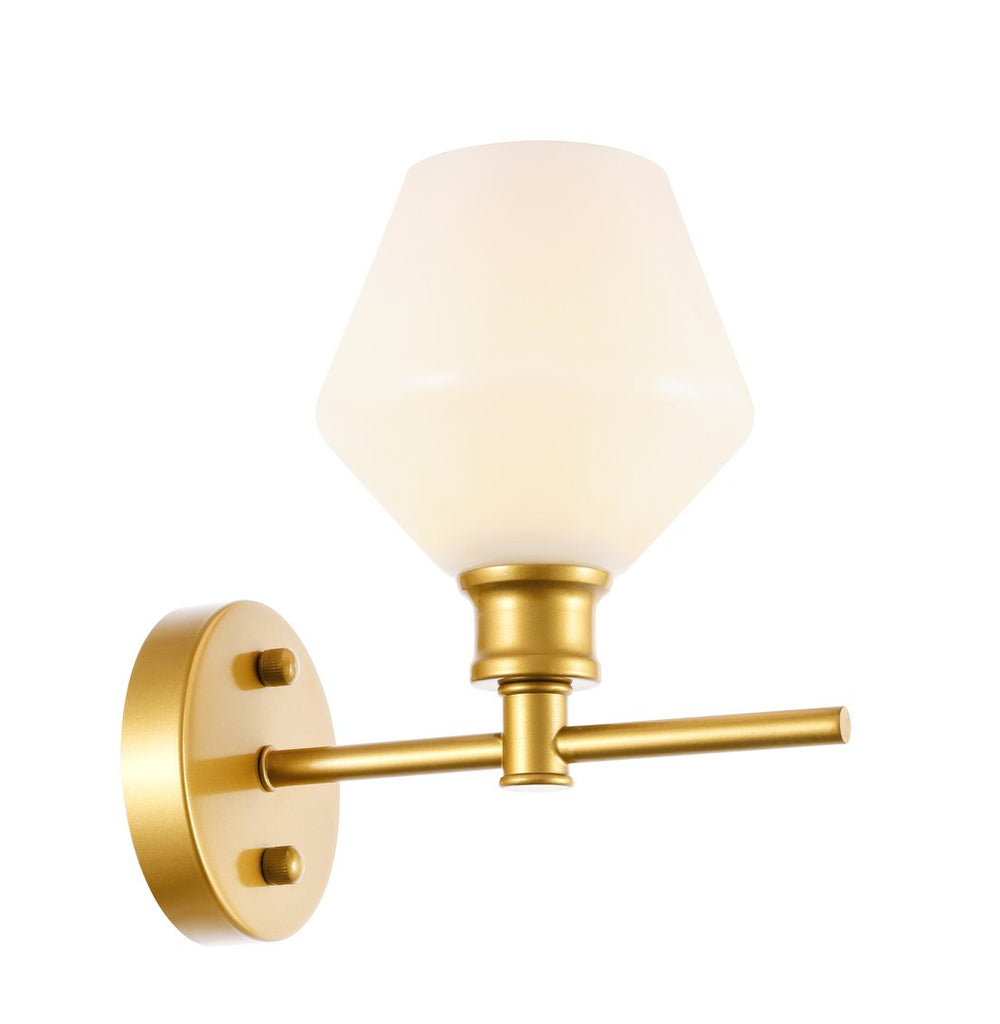 ZC121-LD2309BR - Living District: Gene 1 light Brass and Frosted white glass Wall sconce