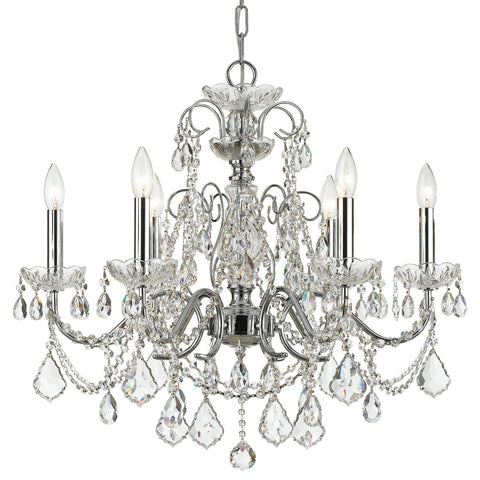 6 Light Polished Chrome Crystal Chandelier Draped In Clear Hand Cut Crystal - C193-3226-CH-CL-MWP