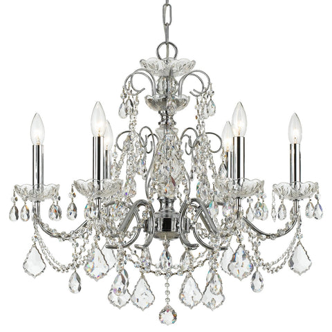 6 Light Polished Chrome Crystal Chandelier Draped In Clear Spectra Crystal - C193-3226-CH-CL-SAQ