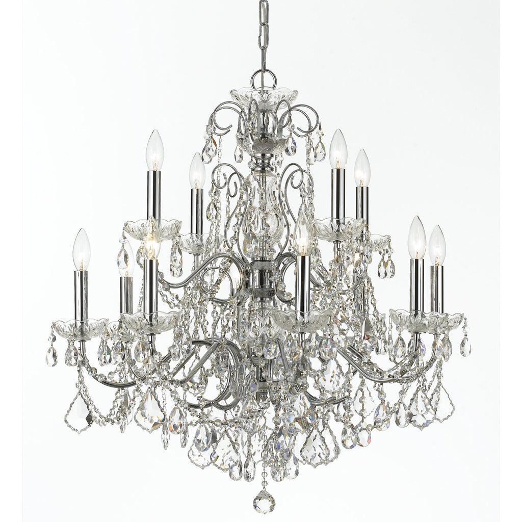 12 Light Polished Chrome Crystal Chandelier Draped In Clear Spectra Crystal - C193-3228-CH-CL-SAQ