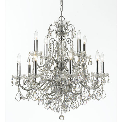 12 Light Polished Chrome Crystal Chandelier Draped In Clear Spectra Crystal - C193-3228-CH-CL-SAQ