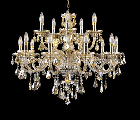 Chandelier Lighting Crystal Chandeliers Cognac Golden Teak Color! H 31" W 32" - Great for The Living Room, Dining Room, Foyer and Entryway, Family Room, and More - A46-GT/385/10+5