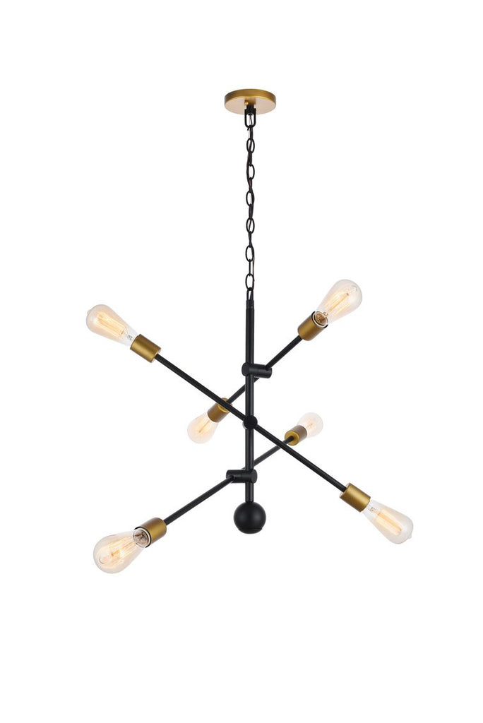 ZC121-LD8006D29BK - Living District: Axel 6 Lights Black Pendant