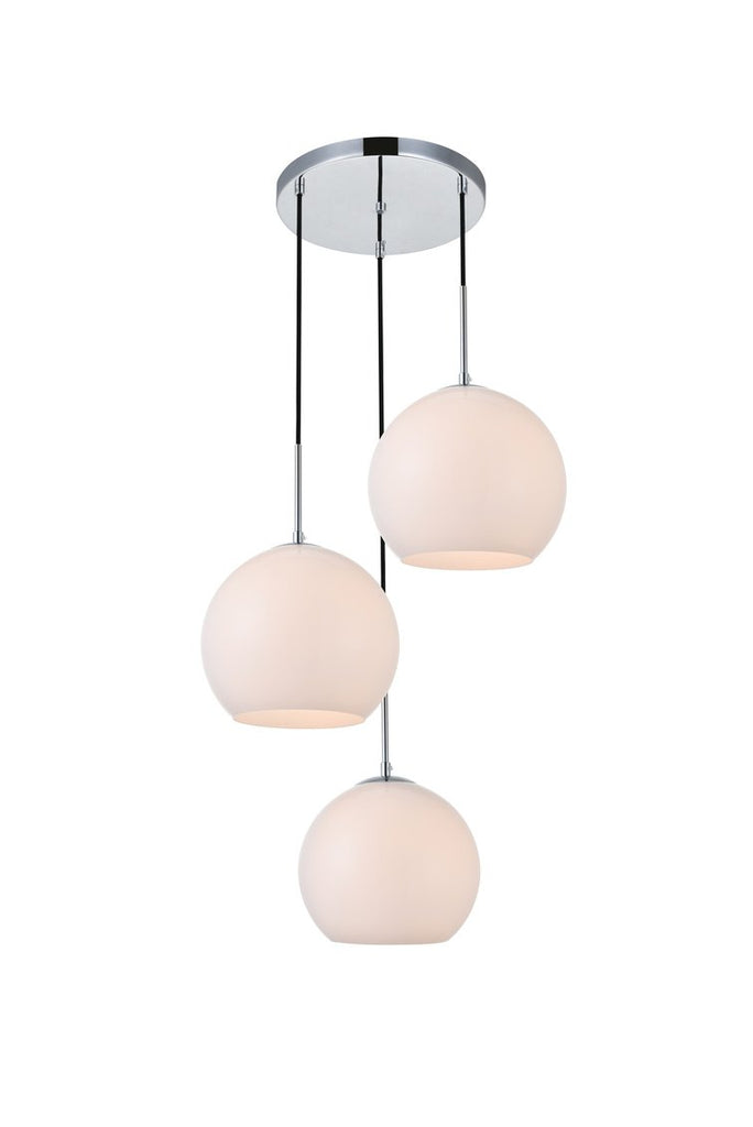 ZC121-LD2215C - Living District: Baxter 3 Lights Chrome Pendant With Frosted White Glass