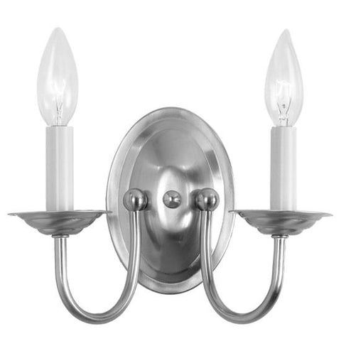 Livex Home Basics 2 Light Brushed Nickel Wall Sconce - C185-4152-91