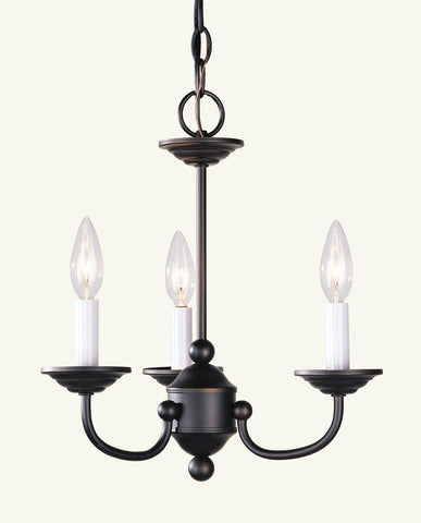 Livex Home Basics 3 Light Bronze Mini Chandelier - C185-4153-07