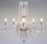 Empress Crystal (tm) Chandelier Chandeliers Lighting with Chrome Sleeves! H25 x W24 - GO-A46-B43/384/5