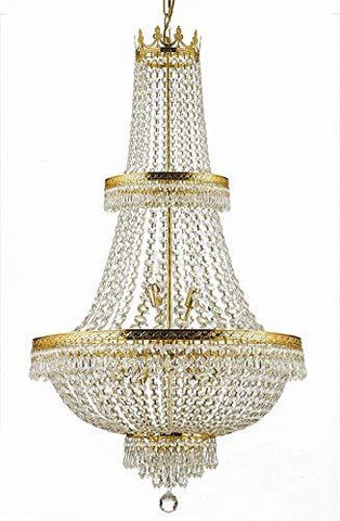 Made with Swarovski Crystal French Empire Crystal Chandelier Lighting H50" X W24" Good for Foyer, Entryway, Family Room, Living Room and More! - A93-CG/870/15SW