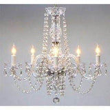 Swarovski Crystal Trimmed Chandelier Chandelier H25" X W24" Swag Plug In-Chandelier W/ 14' Feet Of Hanging Chain And Wire - A46--B15/384/5Sw