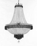 Set of 2 - French Empire Crystal Chandelier Lighting Trimmed w/Jet Black Crystal! H36" X W30" and 1 French Empire Crystal Chandelier Trimmed with Jet Black Crystal! H30" X W24" - B79/CS/870/14 + B79/CS/870/9