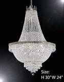 Set of 3-1 French Empire Crystal Chandelier Lighting H36 X W30 & 1 French Empire Crystal Chandelier Lighting H30 X W24 and 1 French Empire Crystal Semi Flush Basket Chandeliers Lighting H18 X W24 - CS/870/14+ CS/870/9+ FLUSH/CS/870/9