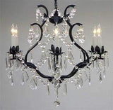 Set of 2 - Wrought Iron Crystal Chandelier Lighting H 19" W 20" - Great for Bedroom, Kitchen, Dining Room, Living Room, and More! - 2EA 3530/6