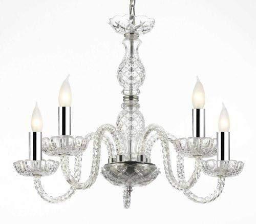 Murano Venetian Style Crystal Chandelier Lighting W/Chrome Sleeves! - G46-B43/B11/384/5