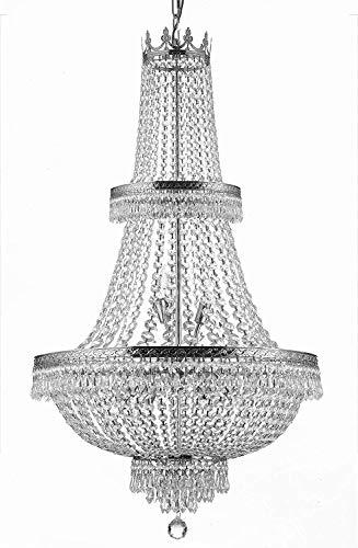 Made with Swarovski Crystal French Empire Crystal Chandelier Lighting H50" X W24" Good for Foyer, Entryway, Family Room, Living Room and More! - A93-CS/870/15SW