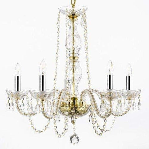 Crystal Chandelier Chandeliers Lighting W/Chrome Sleeves! H 25" W 24" - CJD-G46-B43/GOLD/384/5