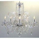Crystal Chandelier Chandeliers Lighting H25" x W24" SWAG PLUG IN-CHANDELIER W/14' FEET OF HANGING CHAIN AND WIRE WITH CHROME SLEEVES! - A46-B43/B15/385/5