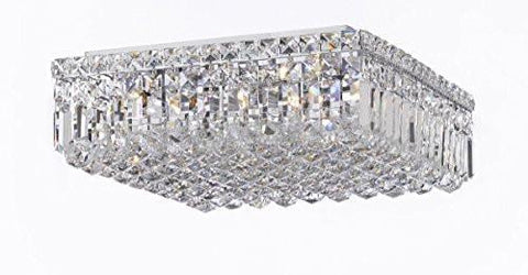 Modern Contemporary Flush Square Empress Crystal (Tm) Chandelier Lighting W16" H5.5" L16" - Cjd-Cs/2187/16