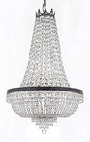 Swarovski Crystal Trimmed French Empire Chandelier H50" X W24" with Dark Antique Finish! Good for Dining Room, Foyer, Entryway, Family Room and More - F93-C7/CB/870/9SW