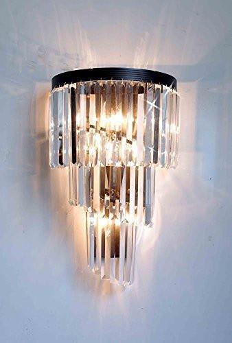 Retro Palladium Crystal Glass Fringe Helix 3 Tier Spiral Wall Sconces - A7-1100/4