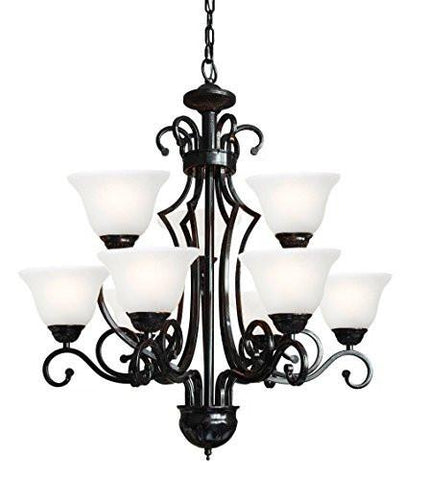 Wrought Iron Chandelier H30" W28" 9 Lights - A84-B22/451/9