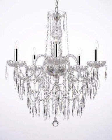 All Crystal Chandelier Lighting Chandeliers W/Crystal ICICLES W/Chrome Sleeves! - G46-B43/B27/3/384/5