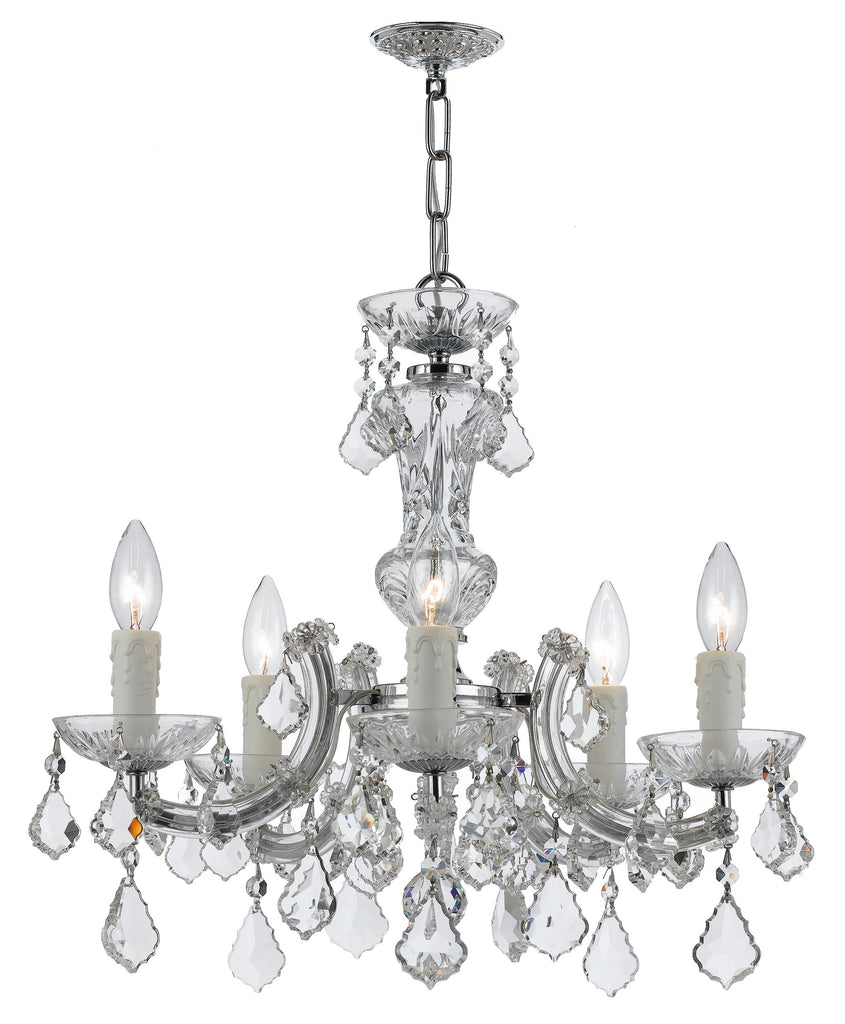5 Light Polished Chrome Crystal Mini Chandelier Draped In Clear Hand Cut Crystal - C193-4376-CH-CL-MWP