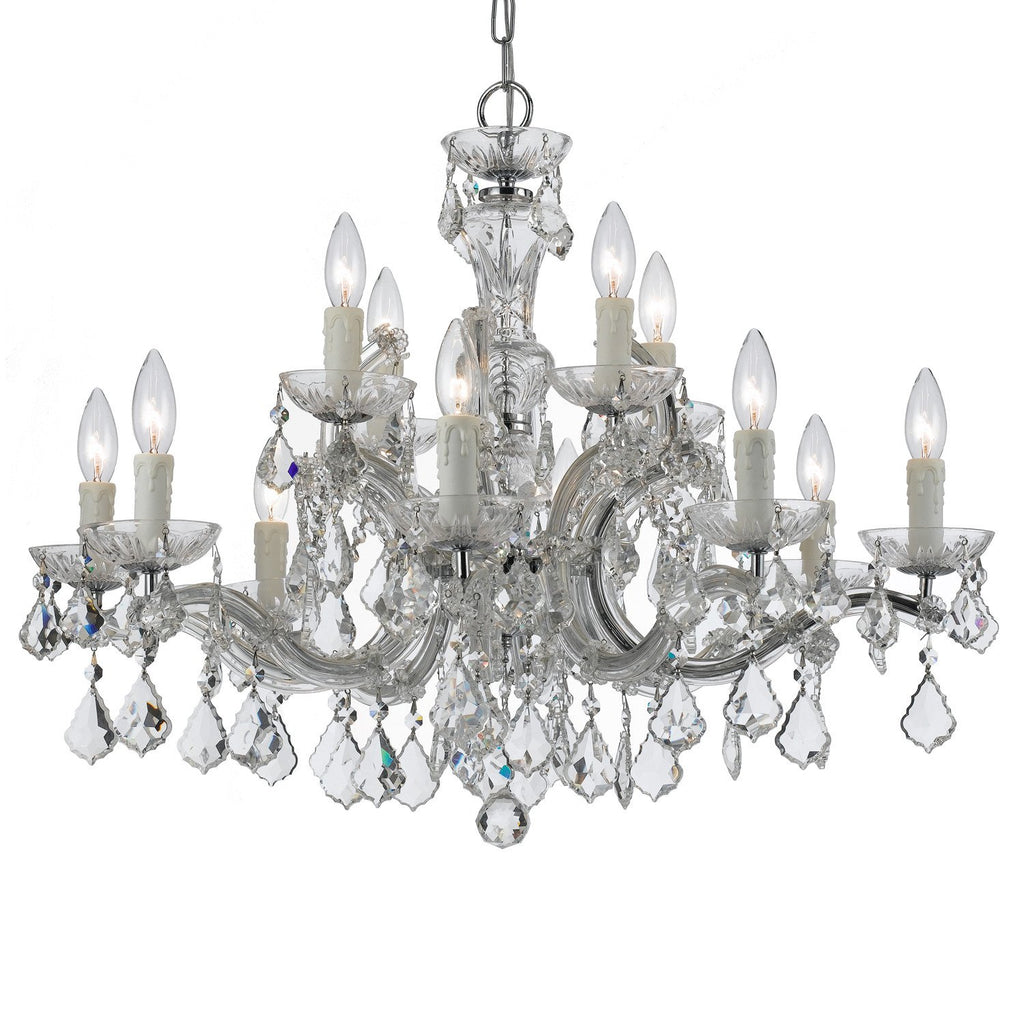 12 Light Polished Chrome Crystal Chandelier Draped In Clear Italian Crystal - C193-4379-CH-CL-I