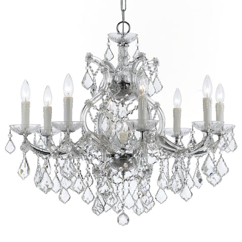 9 Light Polished Chrome Crystal Chandelier Draped In Clear Hand Cut Crystal - C193-4408-CH-CL-MWP