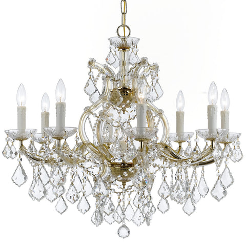 9 Light Gold Crystal Chandelier Draped In Clear Spectra Crystal - C193-4408-GD-CL-SAQ