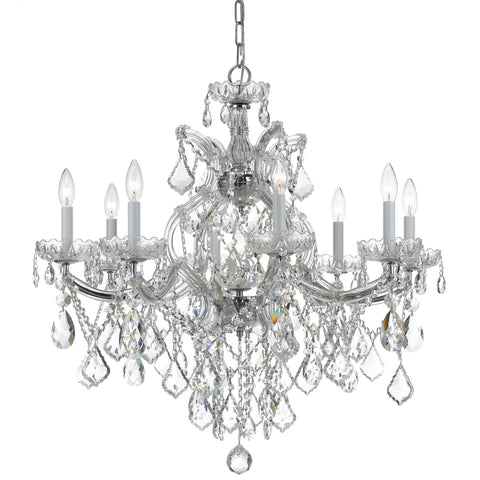 9 Light Polished Chrome Crystal Chandelier Draped In Clear Hand Cut Crystal - C193-4409-CH-CL-MWP