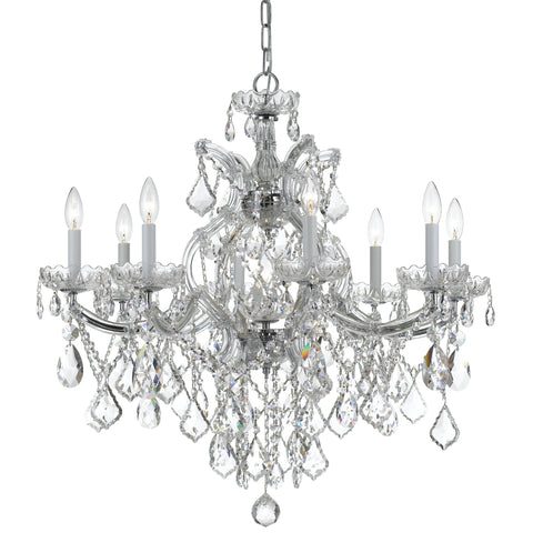 9 Light Polished Chrome Crystal Chandelier Draped In Clear Spectra Crystal - C193-4409-CH-CL-SAQ