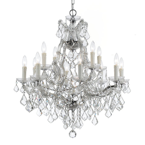 13 Light Polished Chrome Crystal Chandelier Draped In Clear Italian Crystal - C193-4412-CH-CL-I