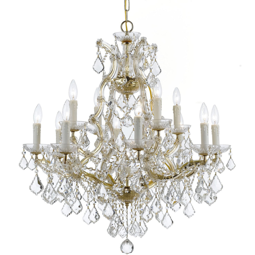 13 Light Gold Crystal Chandelier Draped In Clear Italian Crystal - C193-4412-GD-CL-I