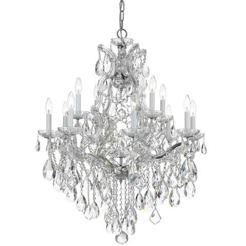13 Light Polished Chrome Crystal Chandelier Draped In Clear Swarovski Strass Crystal - C193-4413-CH-CL-S