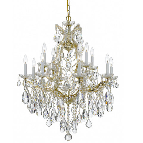 13 Light Gold Crystal Chandelier Draped In Clear Spectra Crystal - C193-4413-GD-CL-SAQ