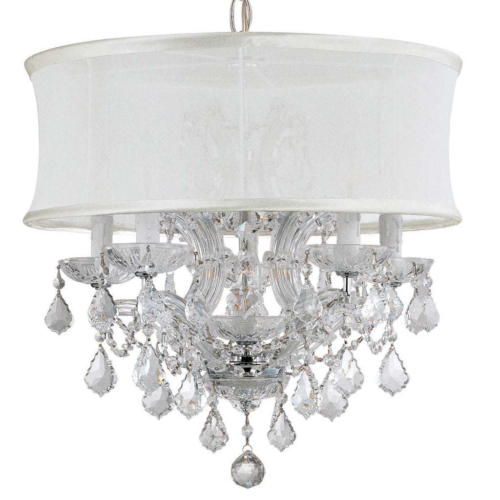 6 Light Polished Chrome Traditional Mini Chandelier Draped In Clear Spectra Crystal - C193-4415-CH-SMW-CLQ