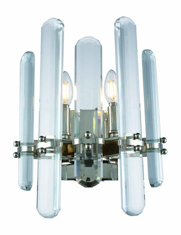 ZC121-1530W12PN/RC - Urban Classic: Lincoln 2 light Polished Nickel Wall Sconce Clear Royal Cut Crystal