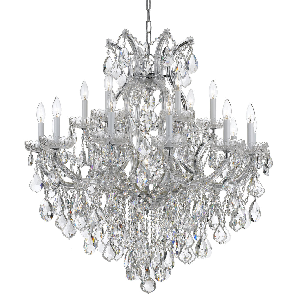 19 Light Polished Chrome Crystal Chandelier Draped In Clear Spectra Crystal - C193-4418-CH-CL-SAQ