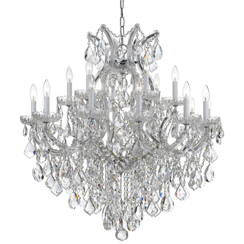 19 Light Polished Chrome Crystal Chandelier Draped In Clear Swarovski Strass Crystal - C193-4418-CH-CL-S
